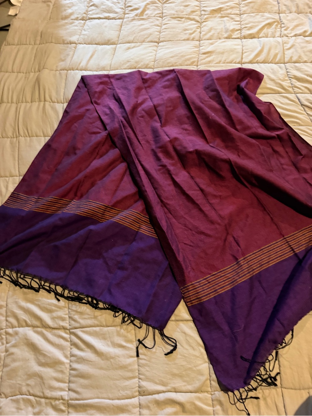 Women's Two-Tone Burgundy and Purple Wrap Scarf
